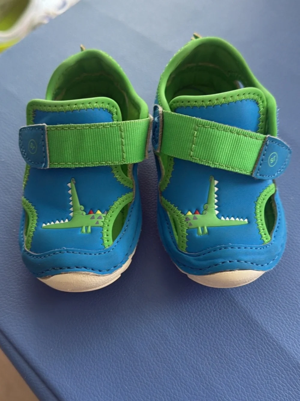 Stride Rite Blue and Green Dino Hook-and-Loop Toddler Shoes
